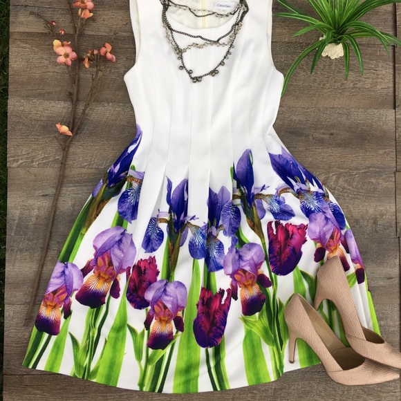 calvin klein scuba fit and flare dress